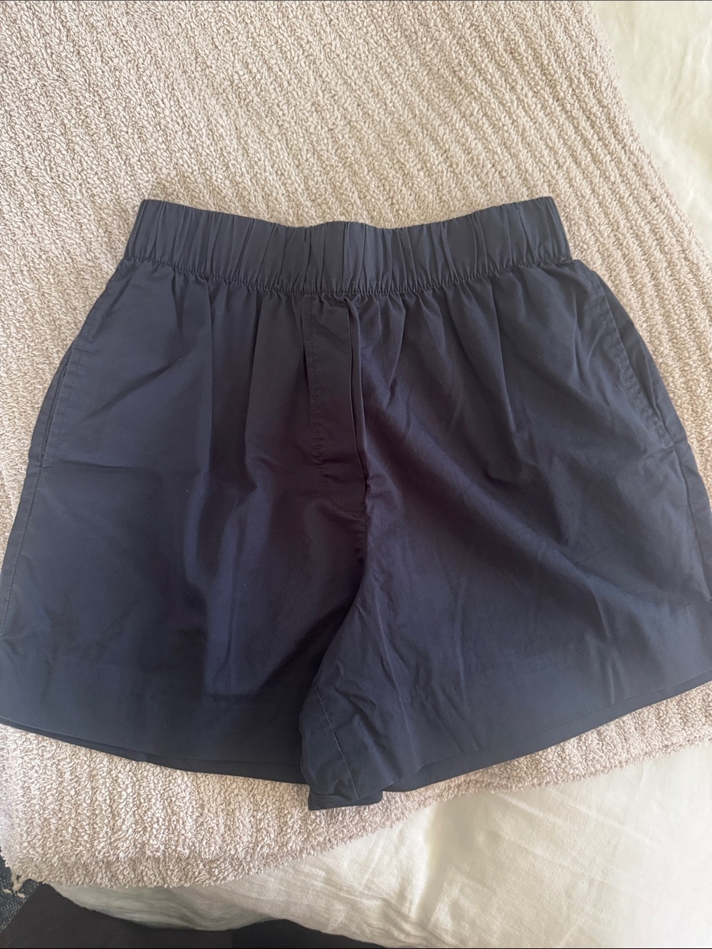 Women's Navy Blue Elastic-Waist Shorts